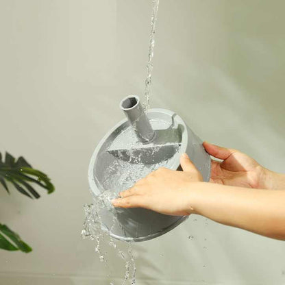 Grey Base Adjustable Height Pet Water Dispenser with Food Bowl Base - Non-Drip Bottle Feeder Station for Dogs & Cats