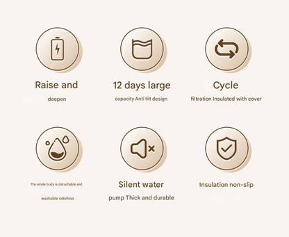 Black Wireless Automatic Pet Water Fountain - 2.2L Motion Sensor Dispenser