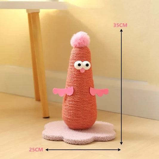 Pink Adorable Chick Cat Scratching Post - Durable Sisal Rope Scratcher Toy for Cats & Kittens